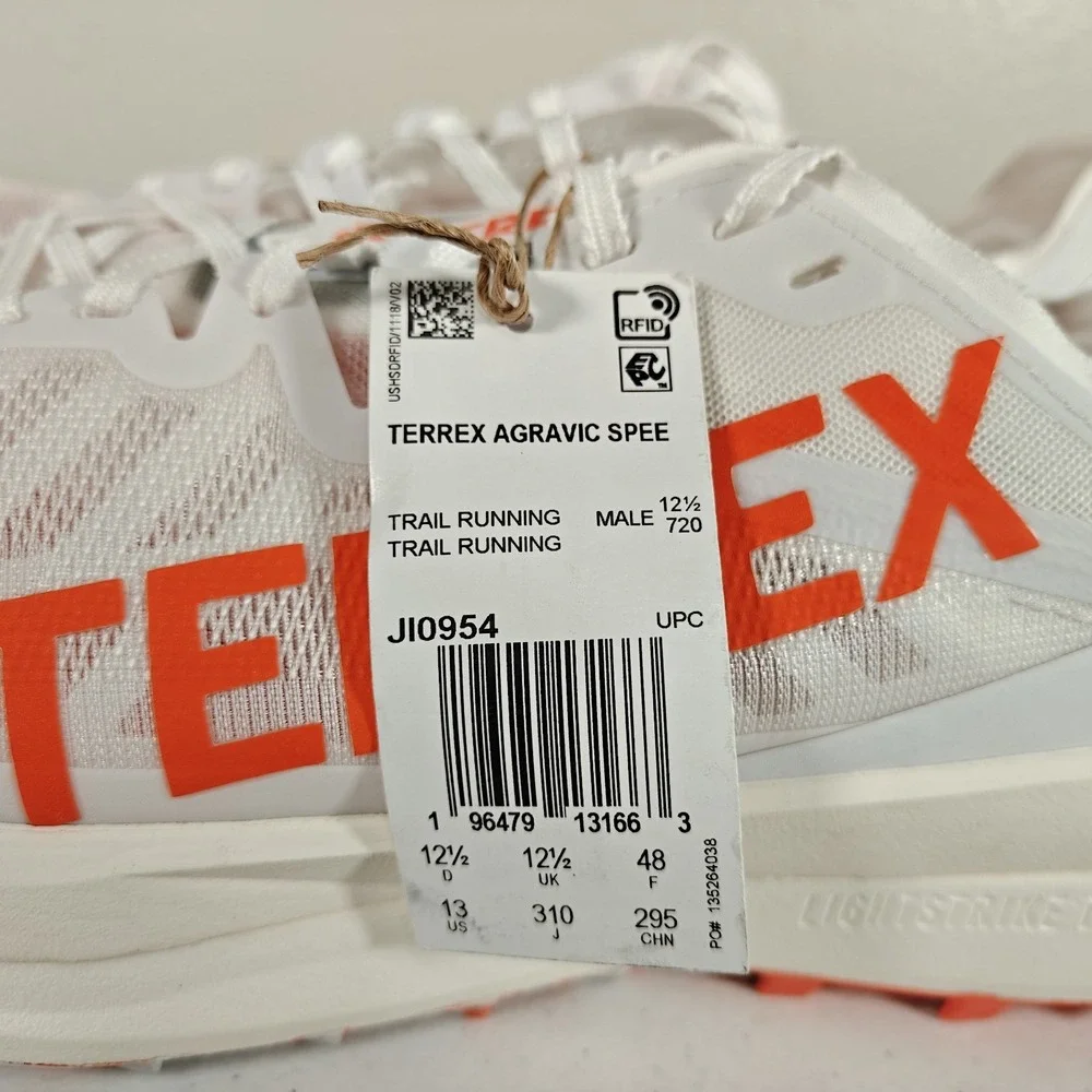 Adidas Terrex Agravic Speed Men's Trail Shoes White Impact Orange Size 13 JI0954